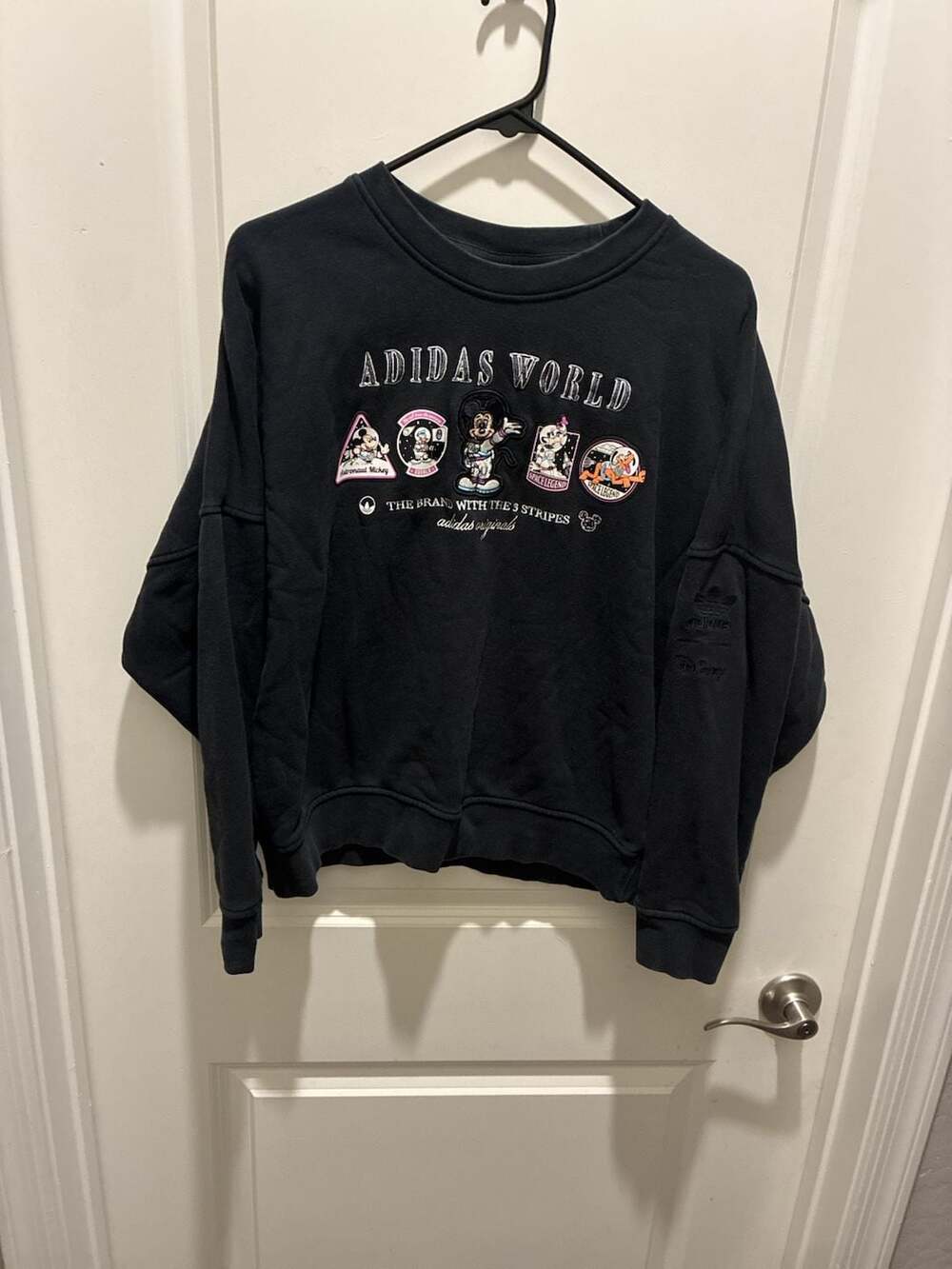 Adidas x Disney World Loose Crewneck Sweatshirt Black HL9056